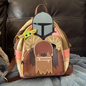 ❤️🚀❤️Loungefly Star Wars Mandalorion and Grogu Embroidered Backpack ❤️🚀❤️
